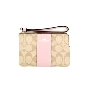 Coach Corner Zip Wristlet In Signature Canvas